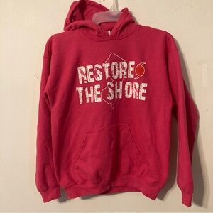 Gildan Heavy Blend M pink hoodie “Restore the Shore”